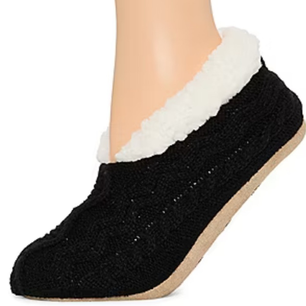 MixIt Black Cable Knit Slippers Women’s L/XL New Cozy Indoor Non-Slip